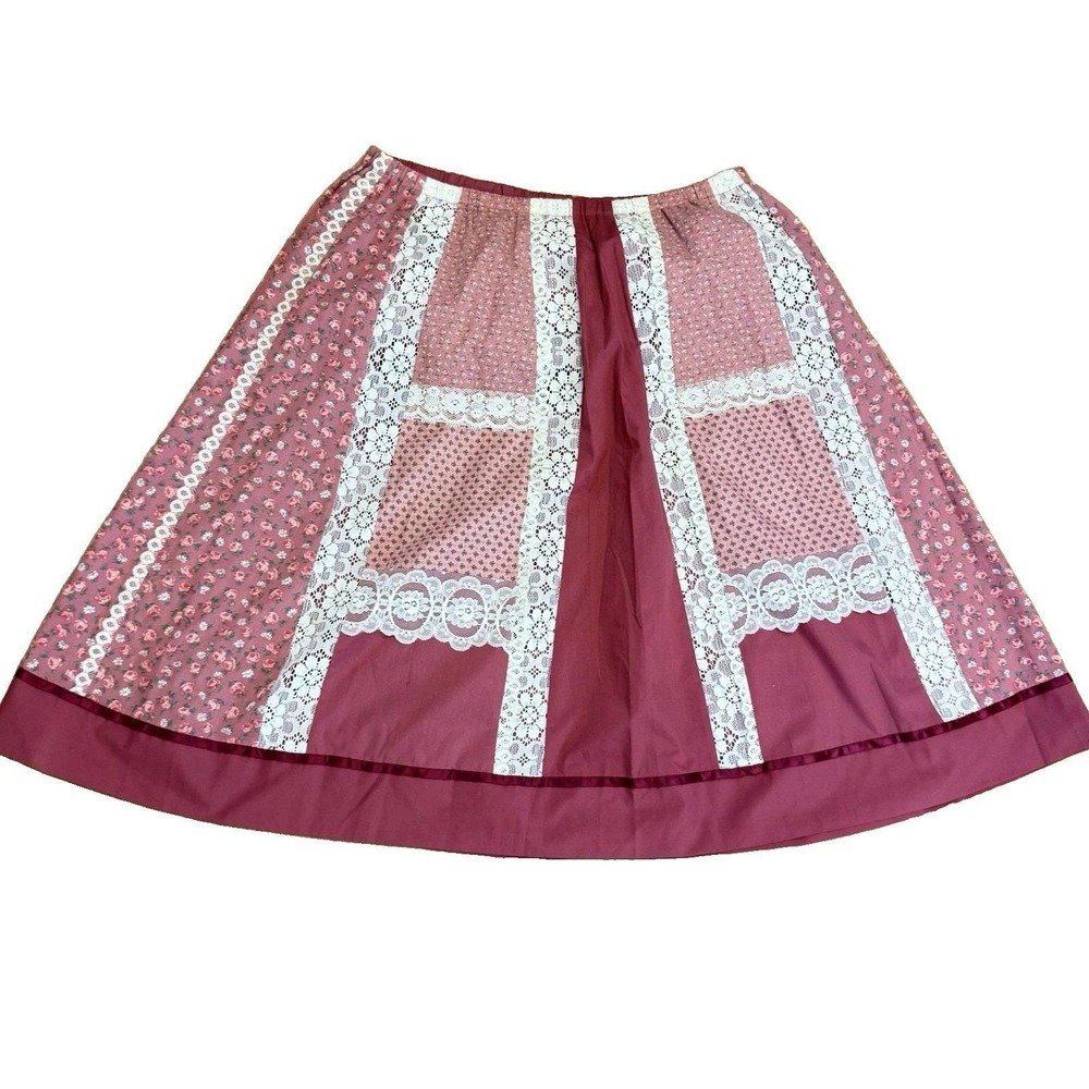 Carefree Fashions Skirt L Vintage Western Prairie Cottagecore Patchwork Floral